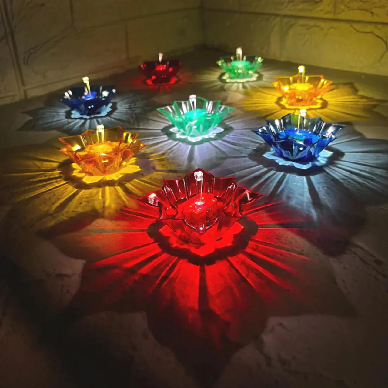 3D Reflection Water Diyas (pack of 12)